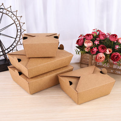 Biologisch afbreekbare Voedsel Verpakkingsdozen Takeway Bento Lunch Box Kraft Paper