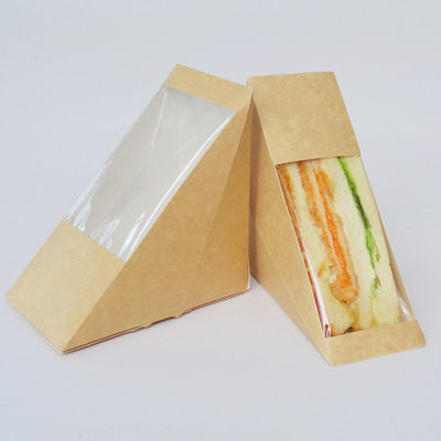 Bruin Kraftpapier-Voedseldocument Verpakkend de Sandwichvakje van de Karton Meeneemlunch met Venster