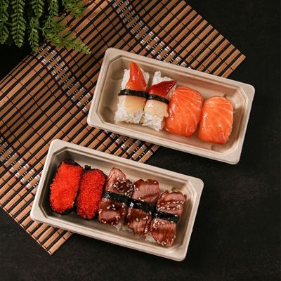 11g van het de Bagassevaatwerk van het vaatwerk Snelle Voedsel de Biologisch afbreekbare Sushi Tray With Pet Lid