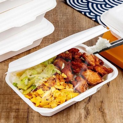 7 X 5in Biologisch afbreekbare Scharnierende het Voedselcontainer van de Suikerrietbagasse Pulp neemt Lunchdoos