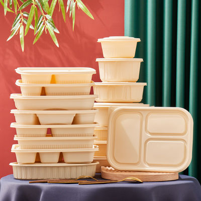 10 duim 3 het Vaatwerk Bento Biodegradable Cornstarch Food Containers van het Compartimentenmaïszetmeel