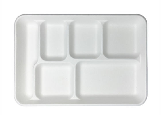 Vaatwerk 6 5 van de school Beschikbaar Biologisch afbreekbaar Bagasse het Dienblad van de 3 Compartimentenlunch