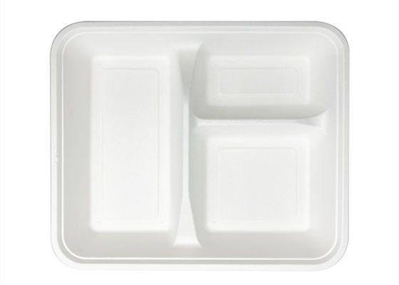 Vaatwerk 6 5 van de school Beschikbaar Biologisch afbreekbaar Bagasse het Dienblad van de 3 Compartimentenlunch