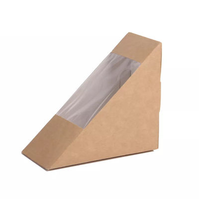 Bruin Kraftpapier-Voedseldocument Verpakkend de Sandwichvakje van de Karton Meeneemlunch met Venster