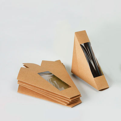 Bruin Kraftpapier-Voedseldocument Verpakkend de Sandwichvakje van de Karton Meeneemlunch met Venster