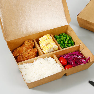 3 4 5 Compartimenten Biologisch afbreekbaar Beschikbaar Vaatwerk Bento Paper Lunch Box Kraft 3MM