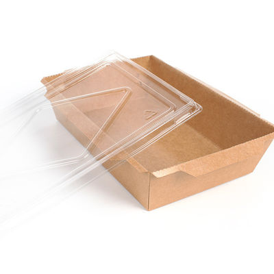 het Document van 500ml 600ml Kraftpapier Beschikbare het Voedselcontainers van Tray Sushi Food Box 300gsm met Deksels
