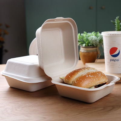 De niet-toxische van het de Bagassevaatwerk van 21g Biologisch afbreekbare Pulp Clamshell de Hamburgerdoos van de 6 Duimbagasse