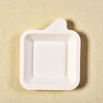 7g Mini Sugarcane Biodegradable Bagasse Tableware-het Dessertvoedsel Tray For Party van de Papierpulp