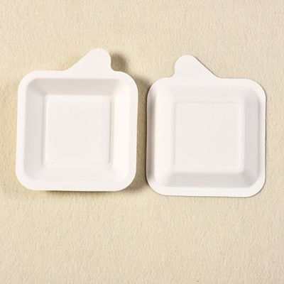 7g Mini Sugarcane Biodegradable Bagasse Tableware-het Dessertvoedsel Tray For Party van de Papierpulp