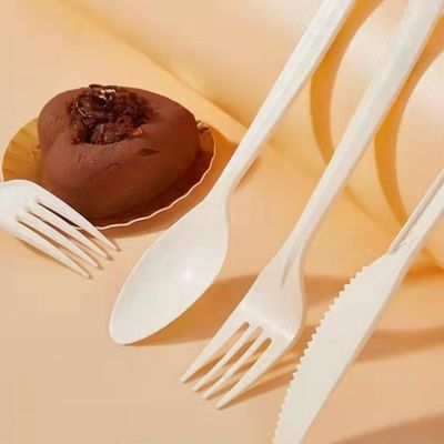 6In Eco Maïszetmeelvaatwerk 150mm Biologisch afbreekbaar Lepels en Vorkentafelgereedschap van de Messencatering