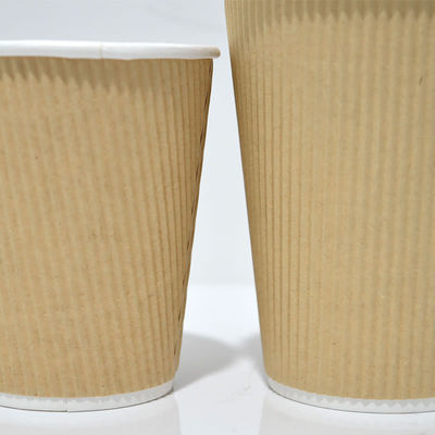 90MM PS PLA de Rekupereerbare 12oz Kraftpapier Rimpelingsdocument Muur van Koppentripple voor Koffie