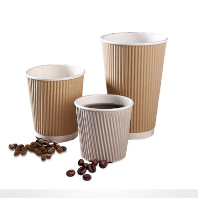 90MM PS PLA de Rekupereerbare 12oz Kraftpapier Rimpelingsdocument Muur van Koppentripple voor Koffie