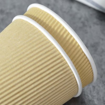 90MM PS PLA de Rekupereerbare 12oz Kraftpapier Rimpelingsdocument Muur van Koppentripple voor Koffie