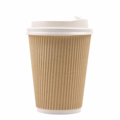 90MM PS PLA de Rekupereerbare 12oz Kraftpapier Rimpelingsdocument Muur van Koppentripple voor Koffie