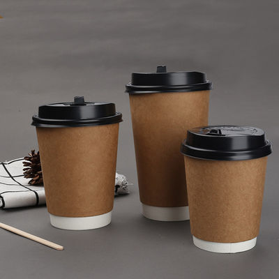 PE van 10oz 12oz bedekte de Dubbele Muurdocument Koppen van de Kop Beschikbare Koffie met Deksels met een laag